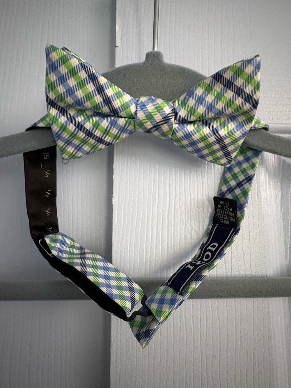 Izod Blue, Green & White Plaid Bow Tie